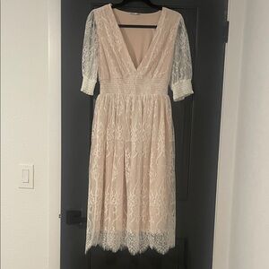 Baltic Born Lace Midi Dress in Cream